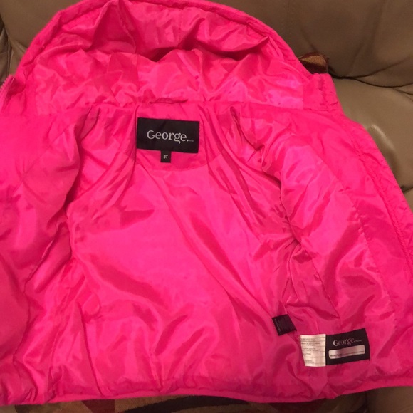 Pink toddler girls puffer jacket “George” brand, size 3T - Picture 3 of 4